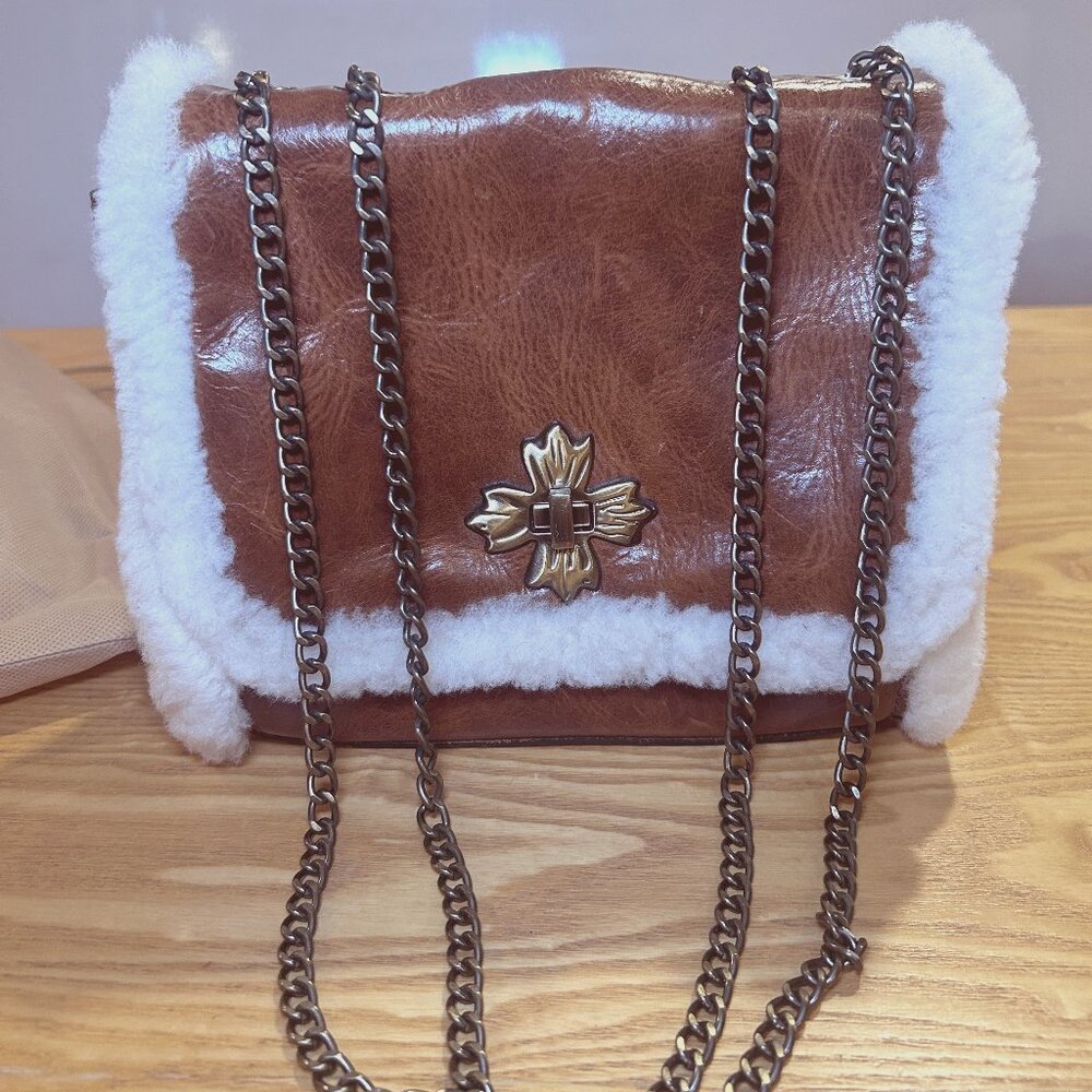 Patricia Nash Harlow Purse - 100% Full Grain Leather & Sherpa